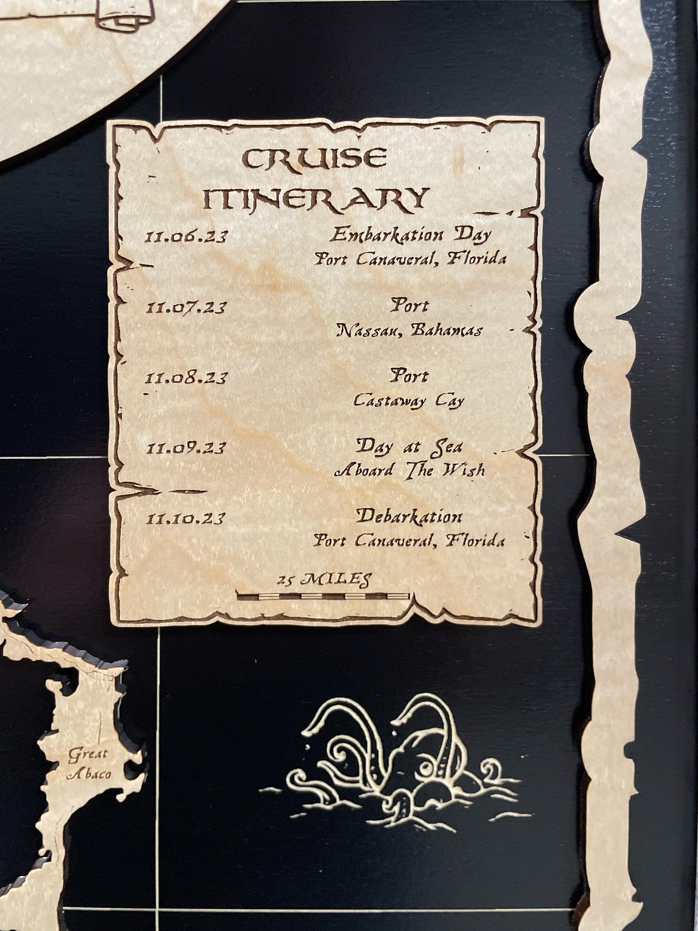 Custom Wood Cruise Pirate Map