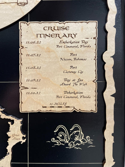Custom Wood Cruise Pirate Map