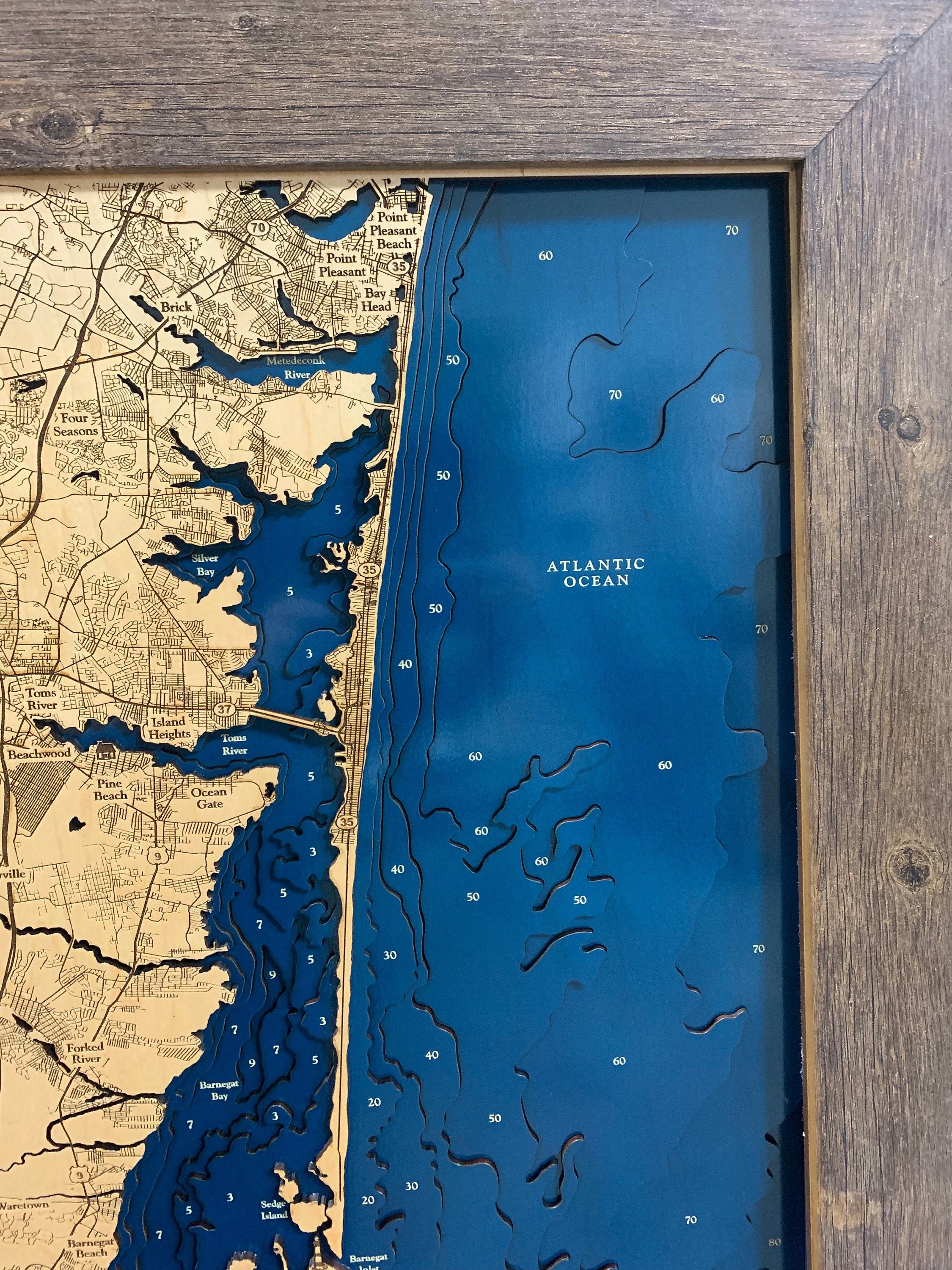 Barneget Bay Map Laser Engraved Wood Map