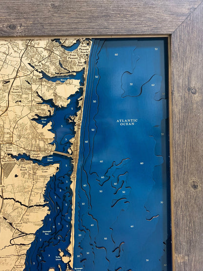 Barneget Bay Map Laser Engraved Wood Map