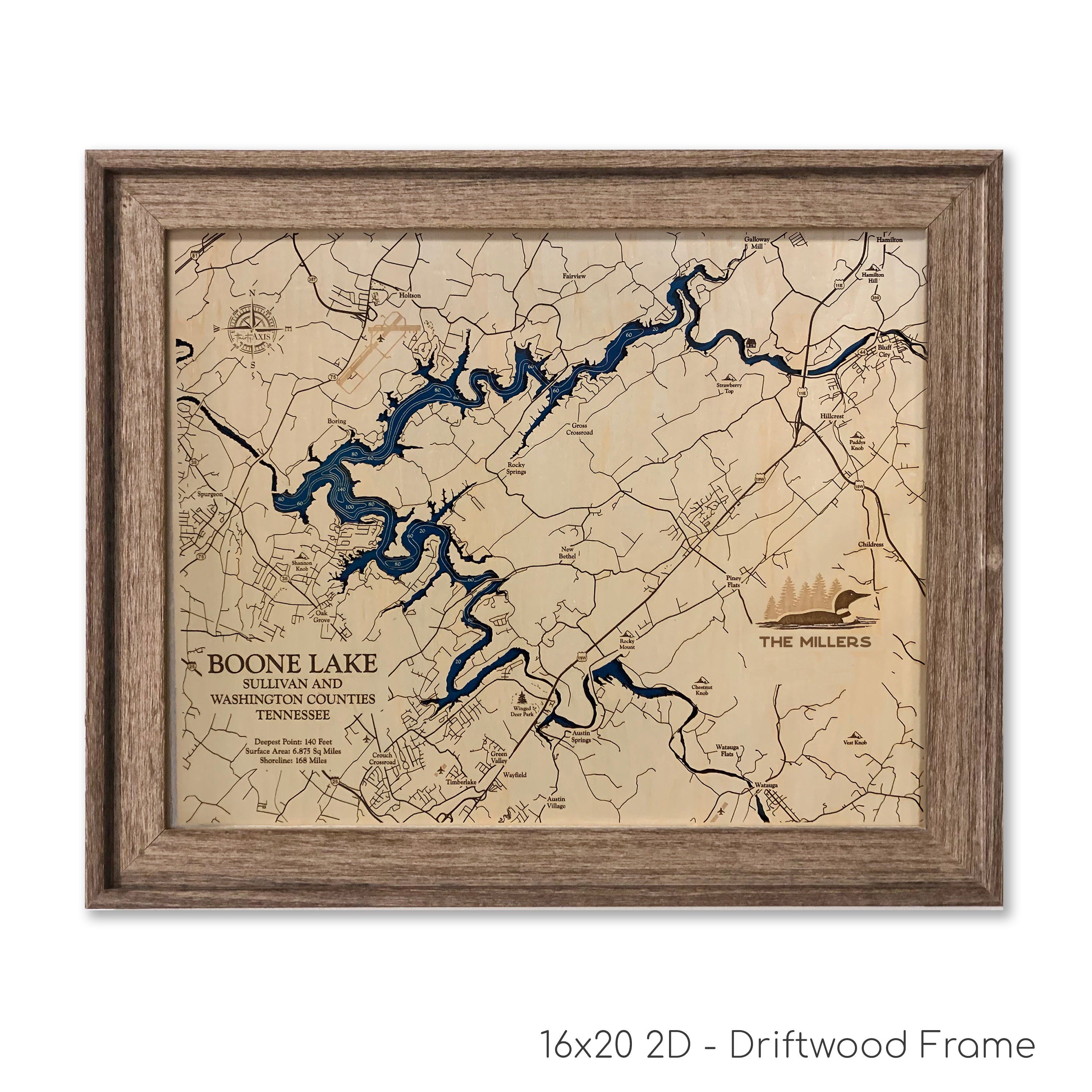 Boone Lake Map - Decorative Wooden Piece