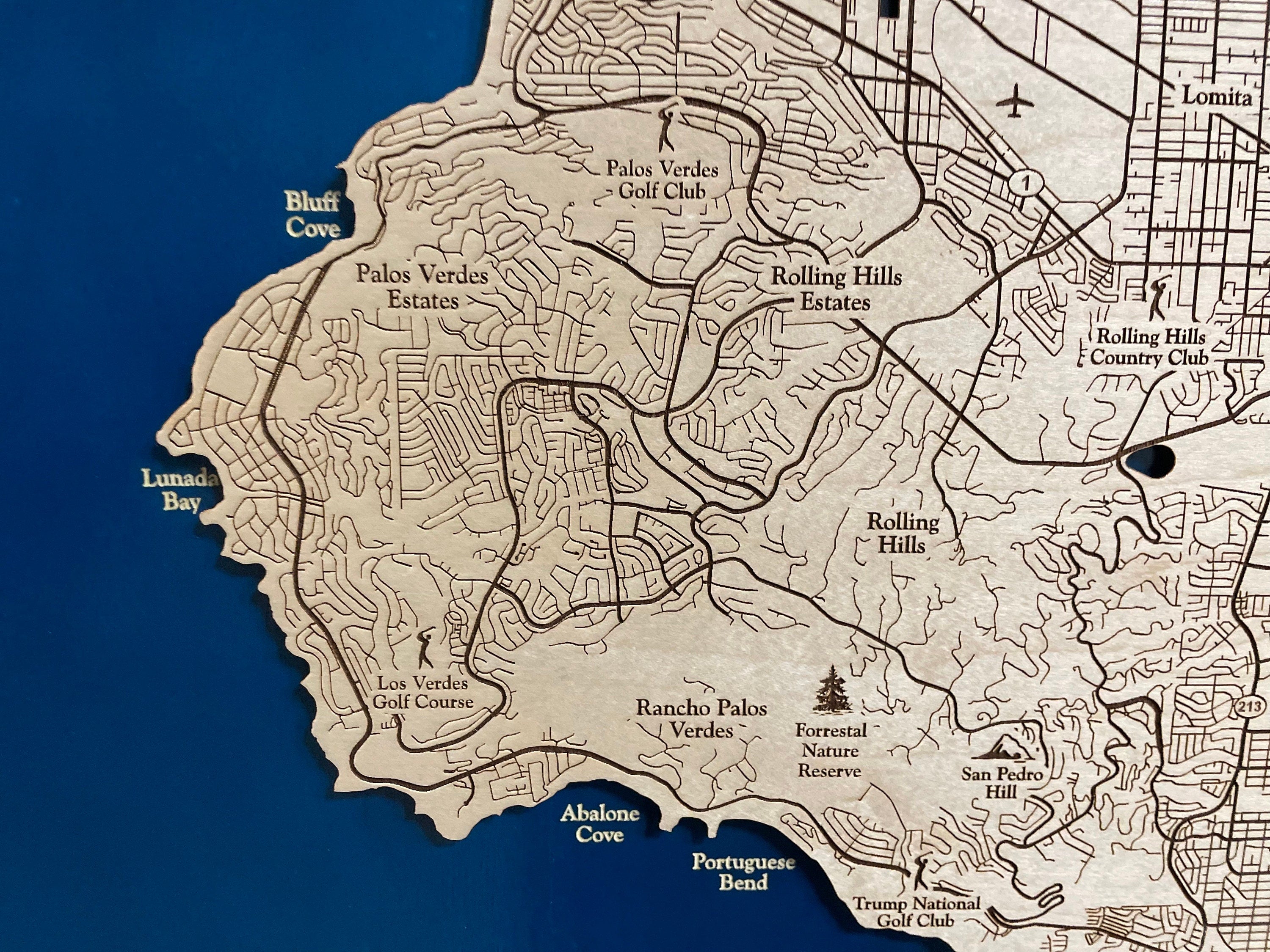 Palos Verdes Map | Wooden Maps | thirtyAXIS