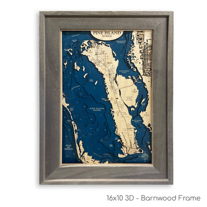Pine Island Map Laser Engraved Wood Map